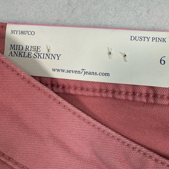 Seven 7 Ankle Skinny Pants Womens Size 6 Pink Mid Rise NWT - Picture 8 of 14